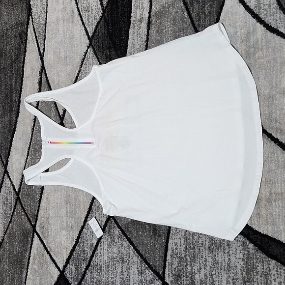 M&M"S WORLD RAINBOW IRIDESCENT SHINE LOVE WINS ZIPPER RACERBACK TANK-TOP - Picture 6 of 12